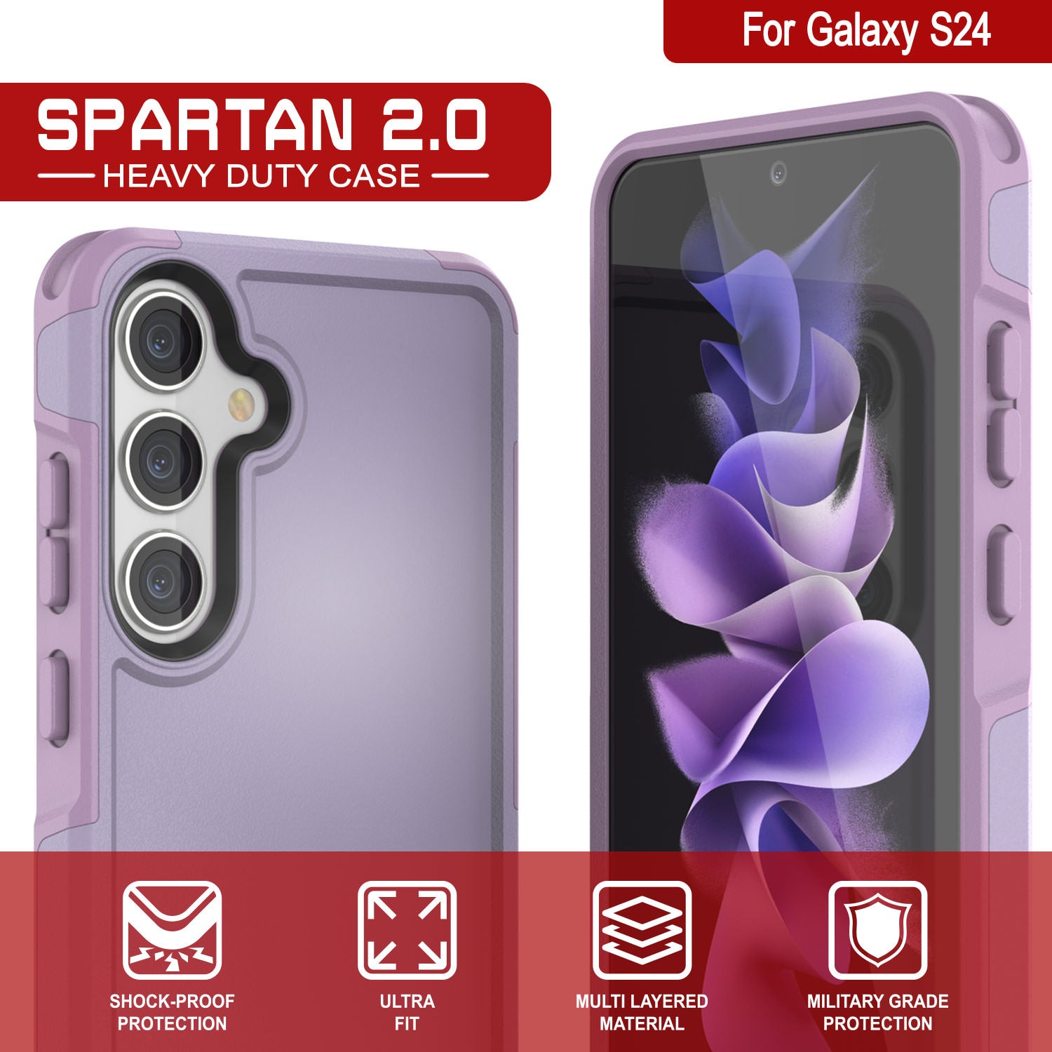 PunkCase Galaxy S25 Case, [Spartan 2.0 Series] Clear Rugged Heavy Duty Cover [Lilac]