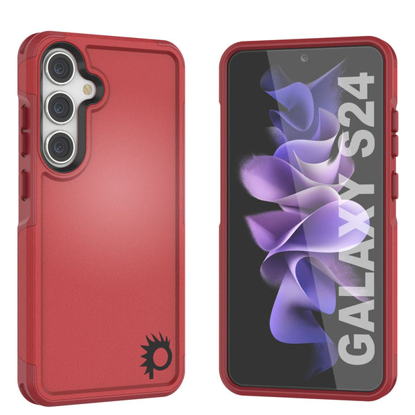 PunkCase Galaxy S25 Case, [Spartan 2.0 Series] Clear Rugged Heavy Duty Cover [Red]