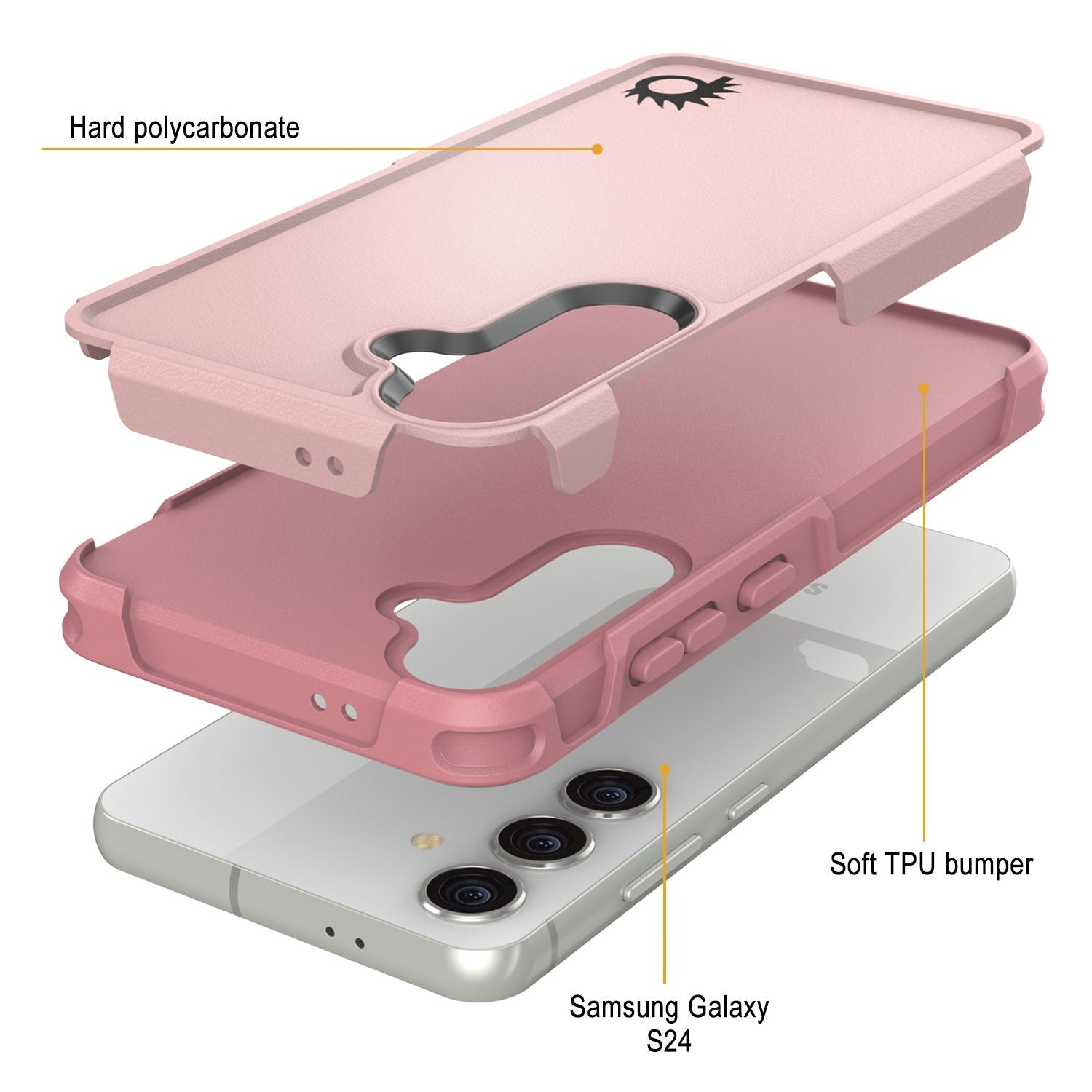 PunkCase Galaxy S25 Case, [Spartan 2.0 Series] Clear Rugged Heavy Duty Cover [Pink]