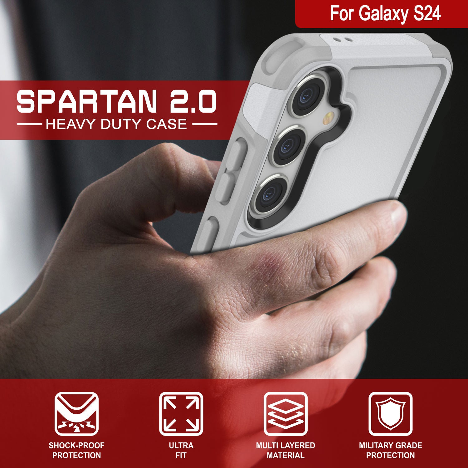 PunkCase Galaxy S25 Case, [Spartan 2.0 Series] Clear Rugged Heavy Duty Cover [White]