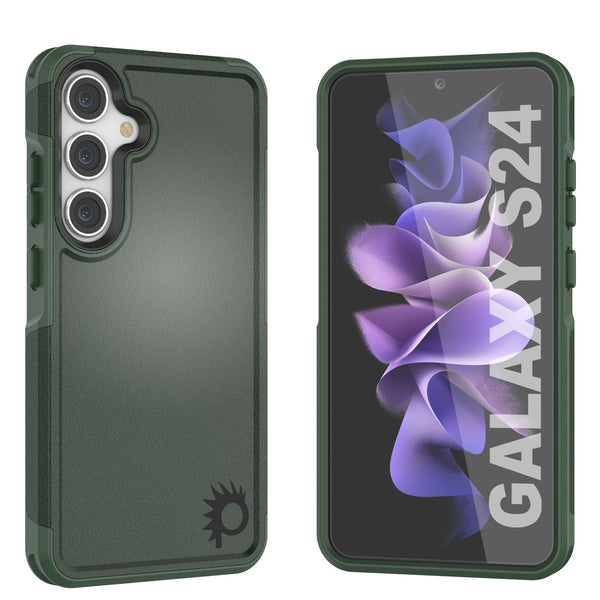 PunkCase Galaxy S25 Case, [Spartan 2.0 Series] Clear Rugged Heavy Duty Cover [Dark Green]