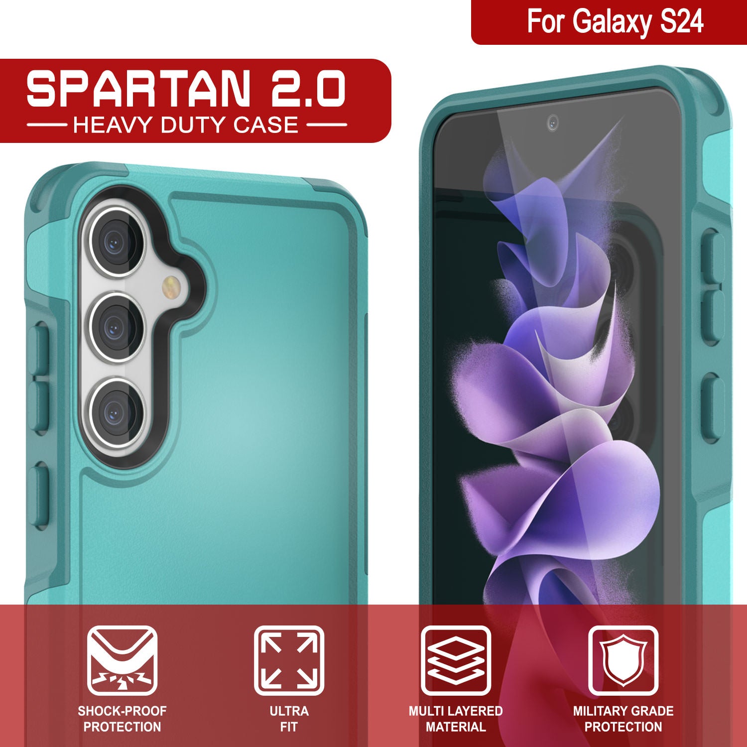 PunkCase Galaxy S25 Case, [Spartan 2.0 Series] Clear Rugged Heavy Duty Cover [Light Blue]