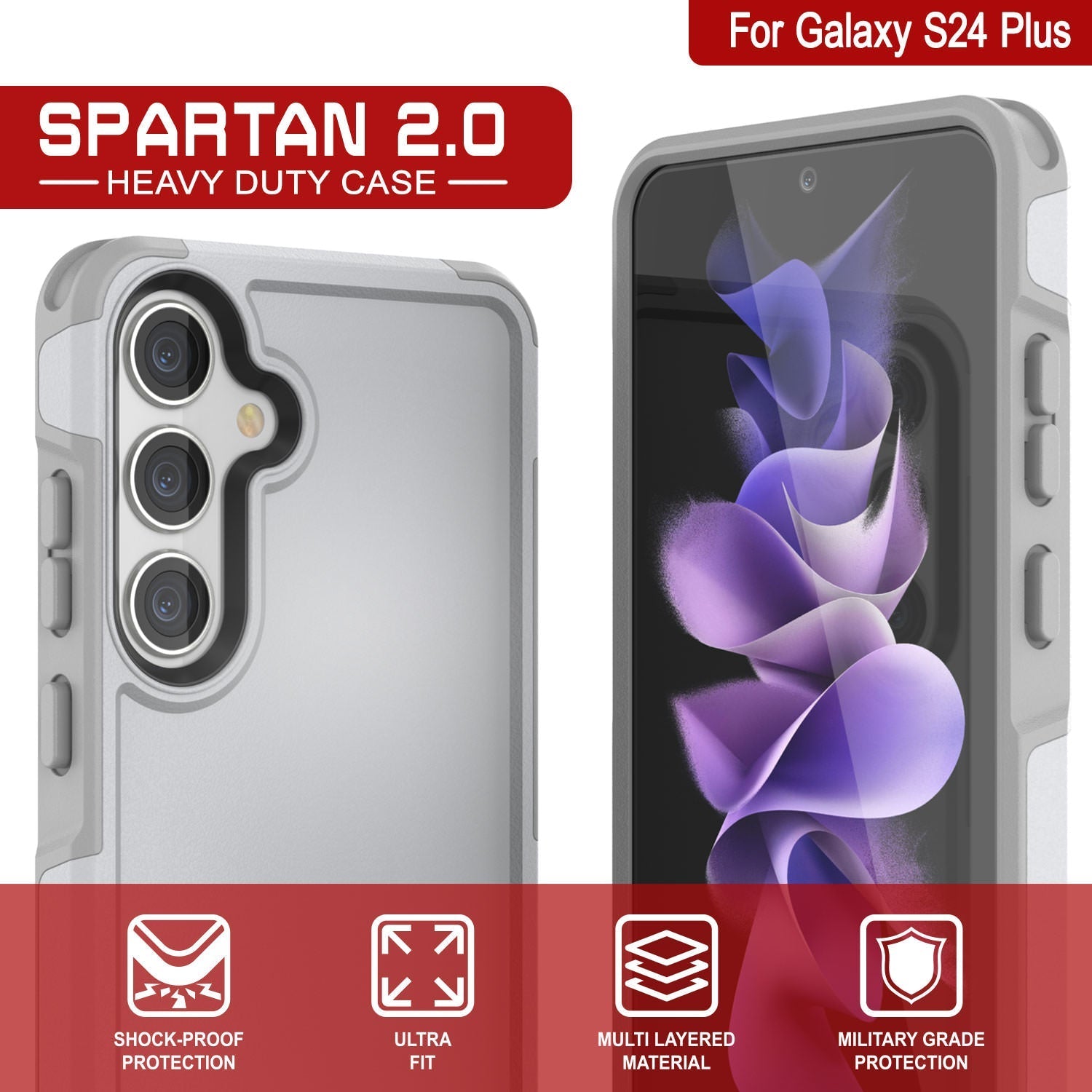 PunkCase Galaxy S25+ Plus Case, [Spartan 2.0 Series] Clear Rugged Heavy Duty Cover [White]