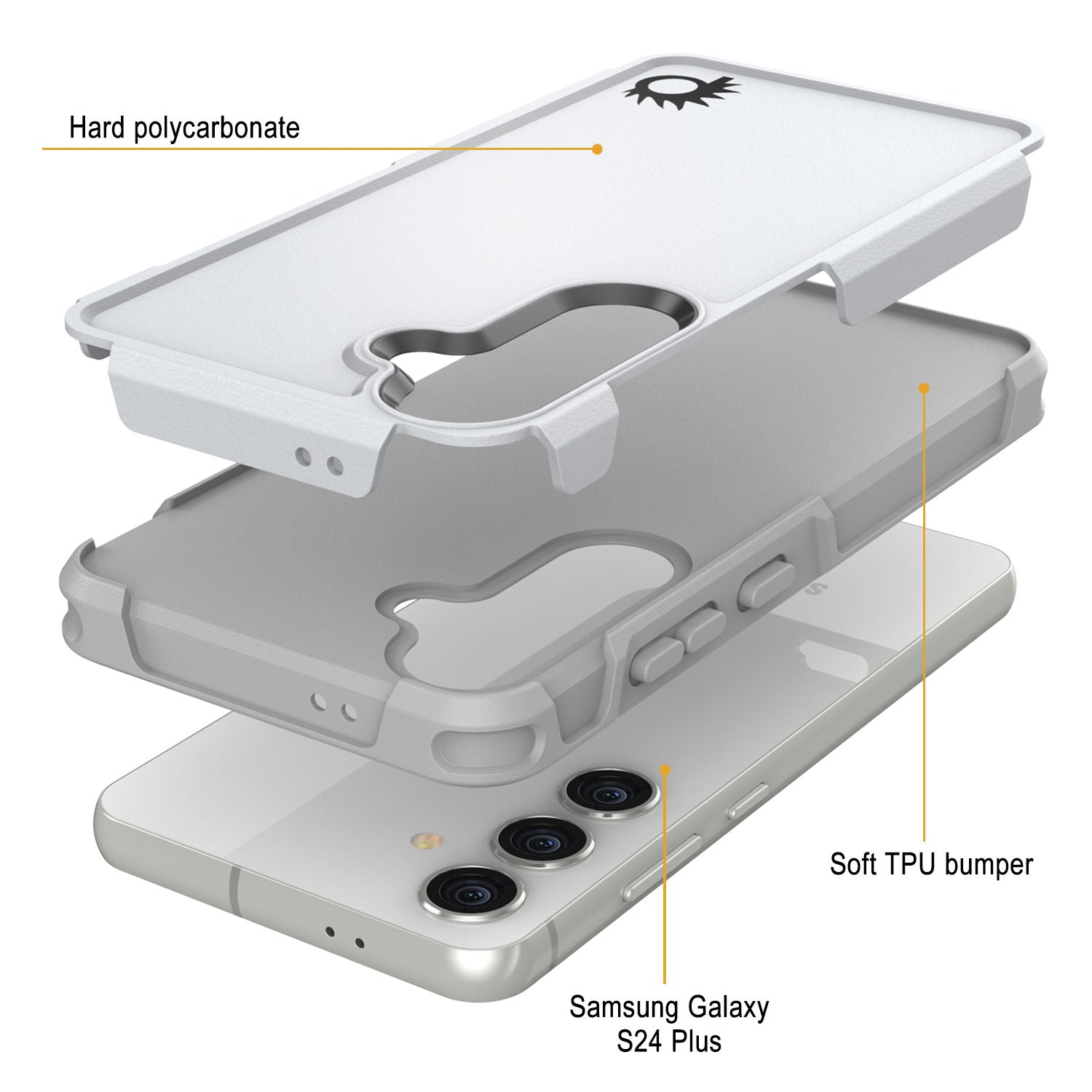 PunkCase Galaxy S25+ Plus Case, [Spartan 2.0 Series] Clear Rugged Heavy Duty Cover [White]