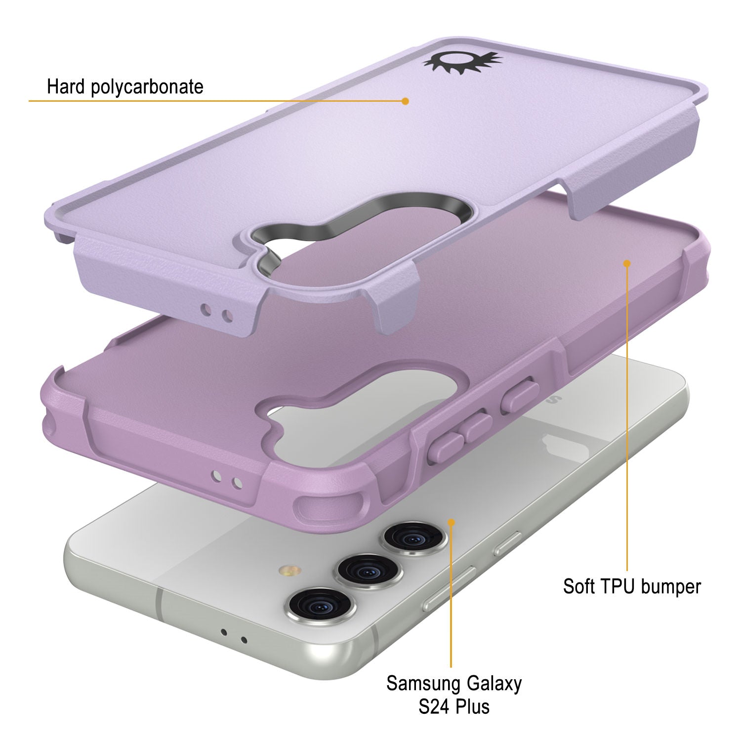 PunkCase Galaxy S25+ Plus Case, [Spartan 2.0 Series] Clear Rugged Heavy Duty Cover [Lilac]