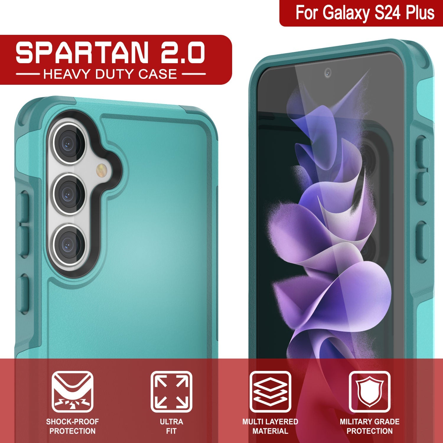 PunkCase Galaxy S25+ Plus Case, [Spartan 2.0 Series] Clear Rugged Heavy Duty Cover [Light Blue]