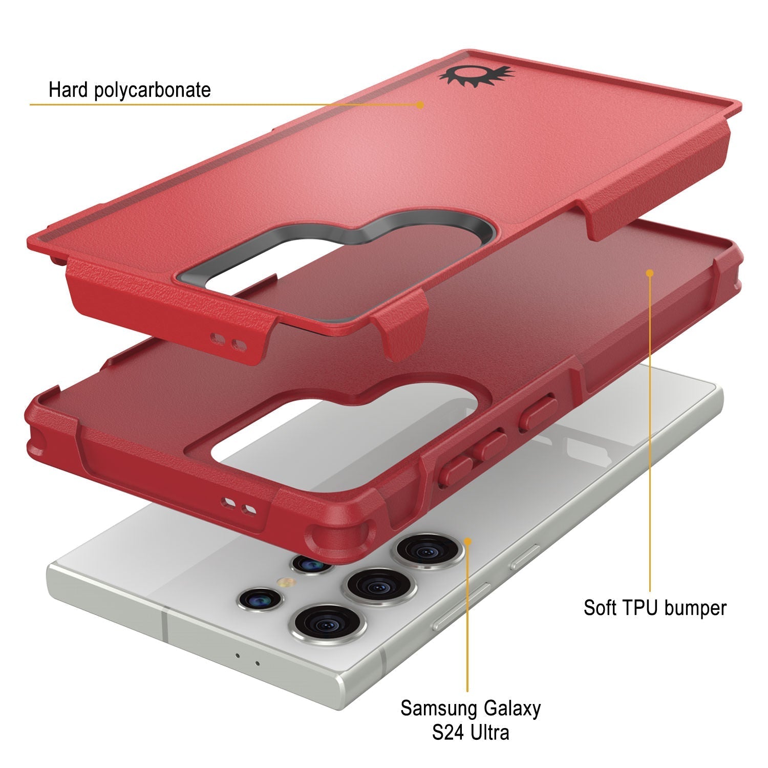 PunkCase Galaxy S25 Ultra Case, [Spartan 2.0 Series] Clear Rugged Heavy Duty Cover [Red]