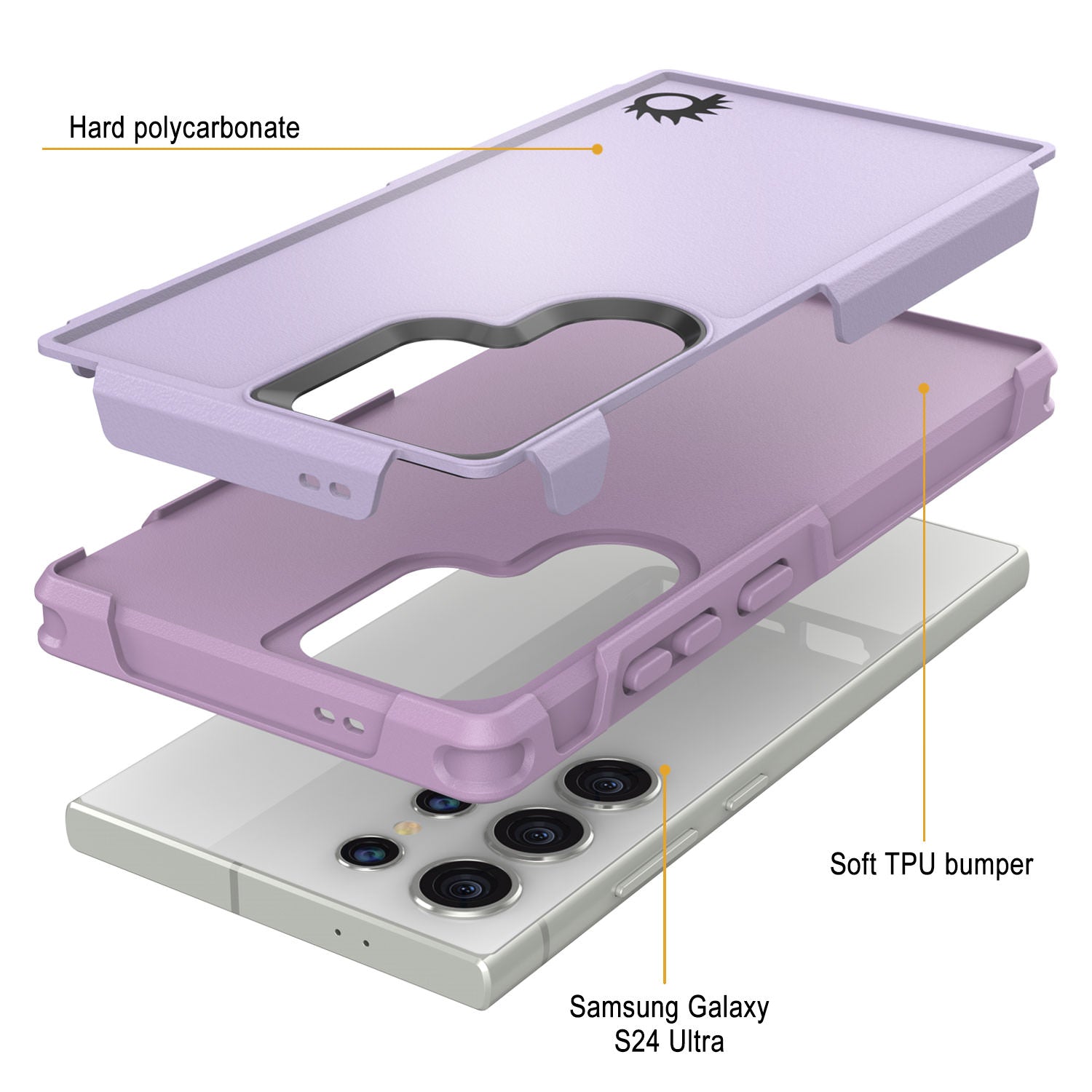 PunkCase Galaxy S25 Ultra Case, [Spartan 2.0 Series] Clear Rugged Heavy Duty Cover [Lilac]