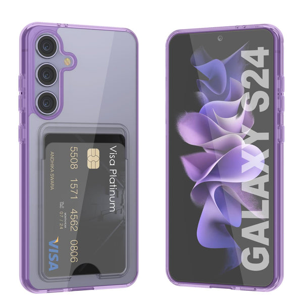 Galaxy S24 Card Holder Case [Crystal CardSlot Series] [Slim Fit] [Purple]