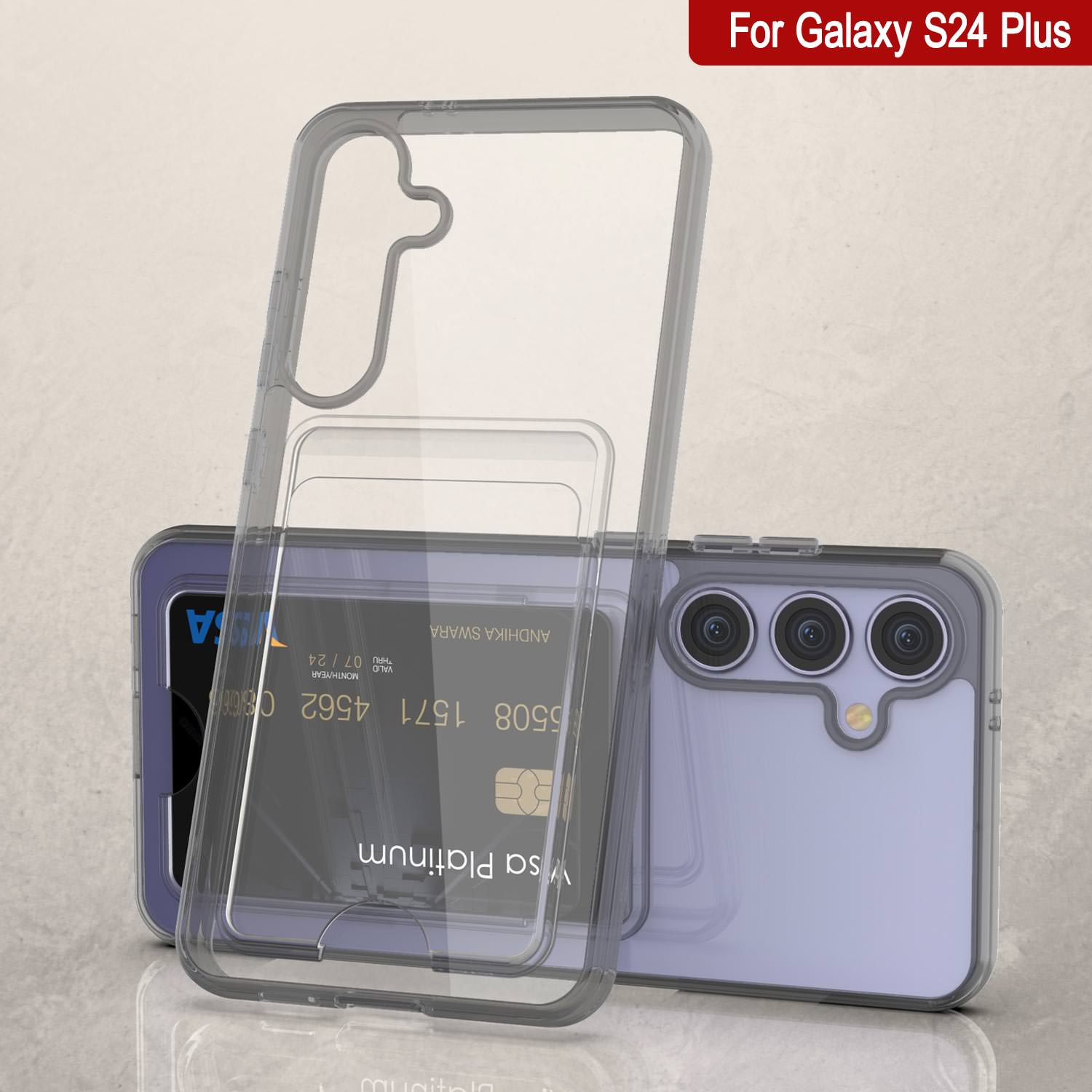 Galaxy S24 Plus Card Holder Case [Crystal CardSlot Series] [Slim Fit] [Grey]