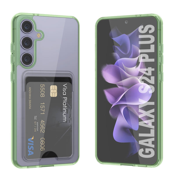 Galaxy S24 Plus Card Holder Case [Crystal CardSlot Series] [Slim Fit] [Green]