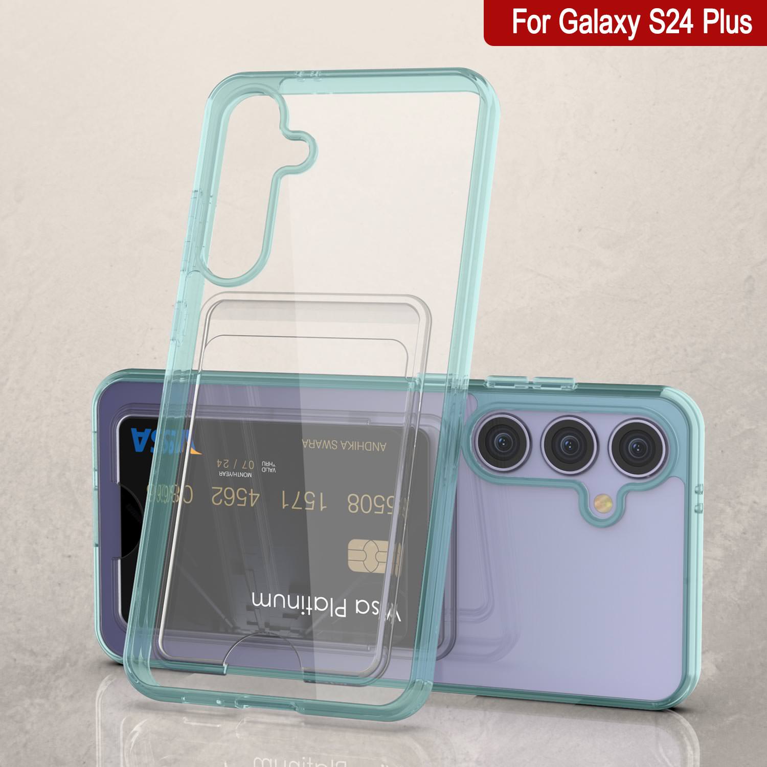 Galaxy S24 Plus Card Holder Case [Crystal CardSlot Series] [Slim Fit] [Teal]