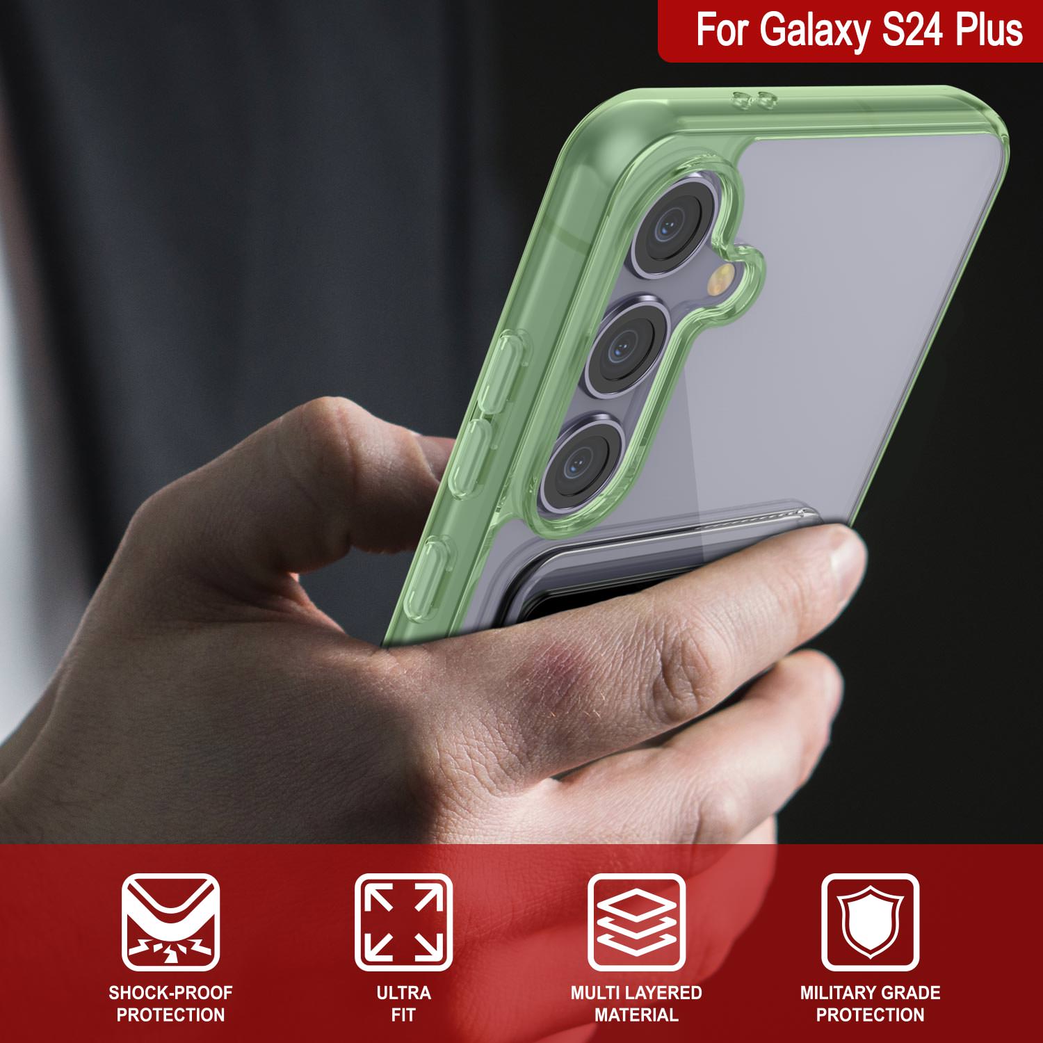 Galaxy S24 Plus Card Holder Case [Crystal CardSlot Series] [Slim Fit] [Green]