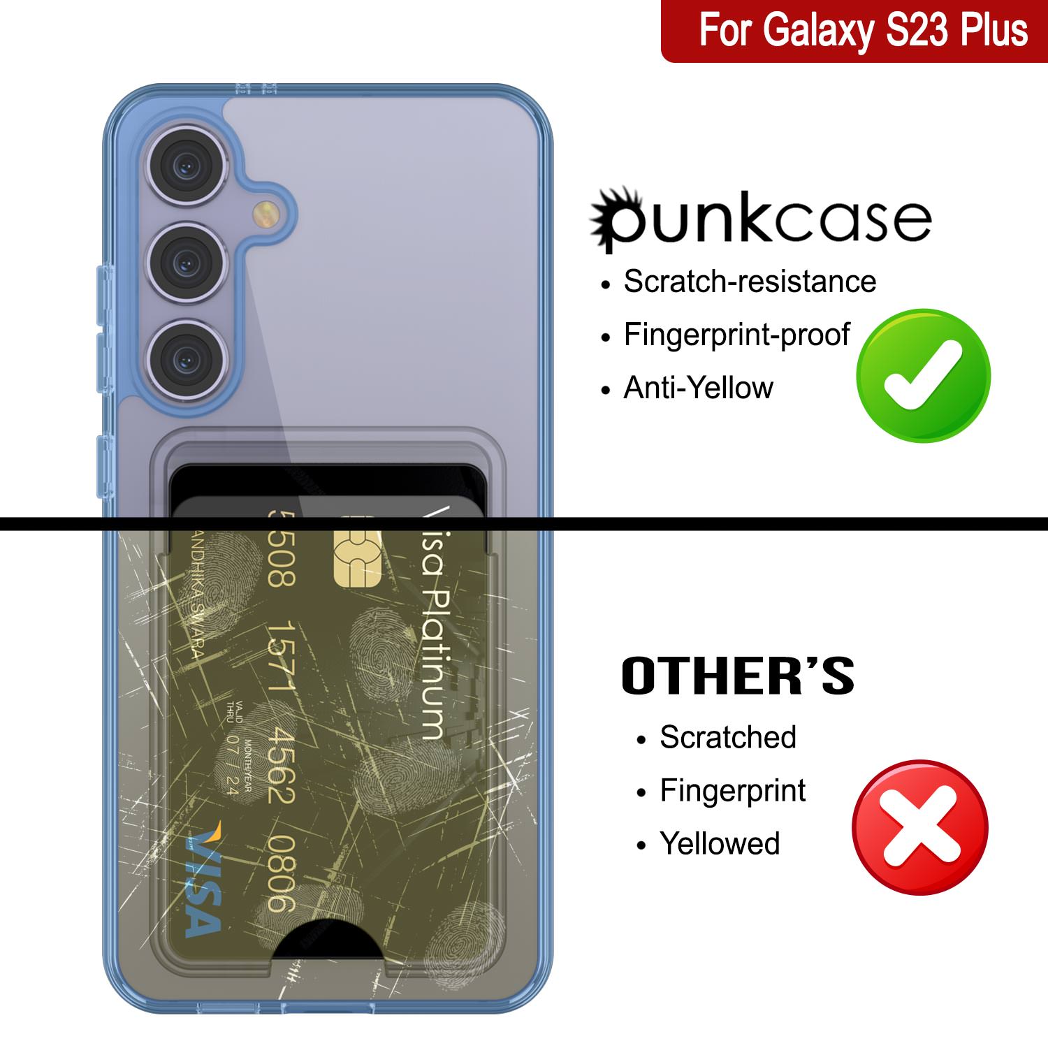 Galaxy S24 Plus Card Holder Case [Crystal CardSlot Series] [Slim Fit] [Blue]