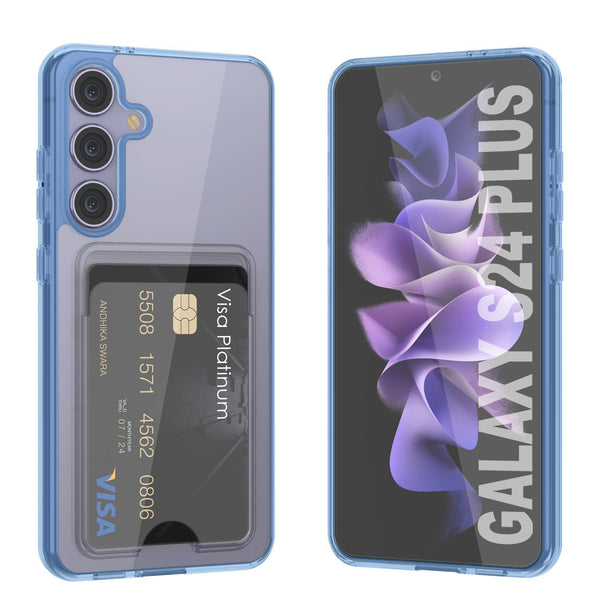 Galaxy S24 Plus Card Holder Case [Crystal CardSlot Series] [Slim Fit] [Blue]