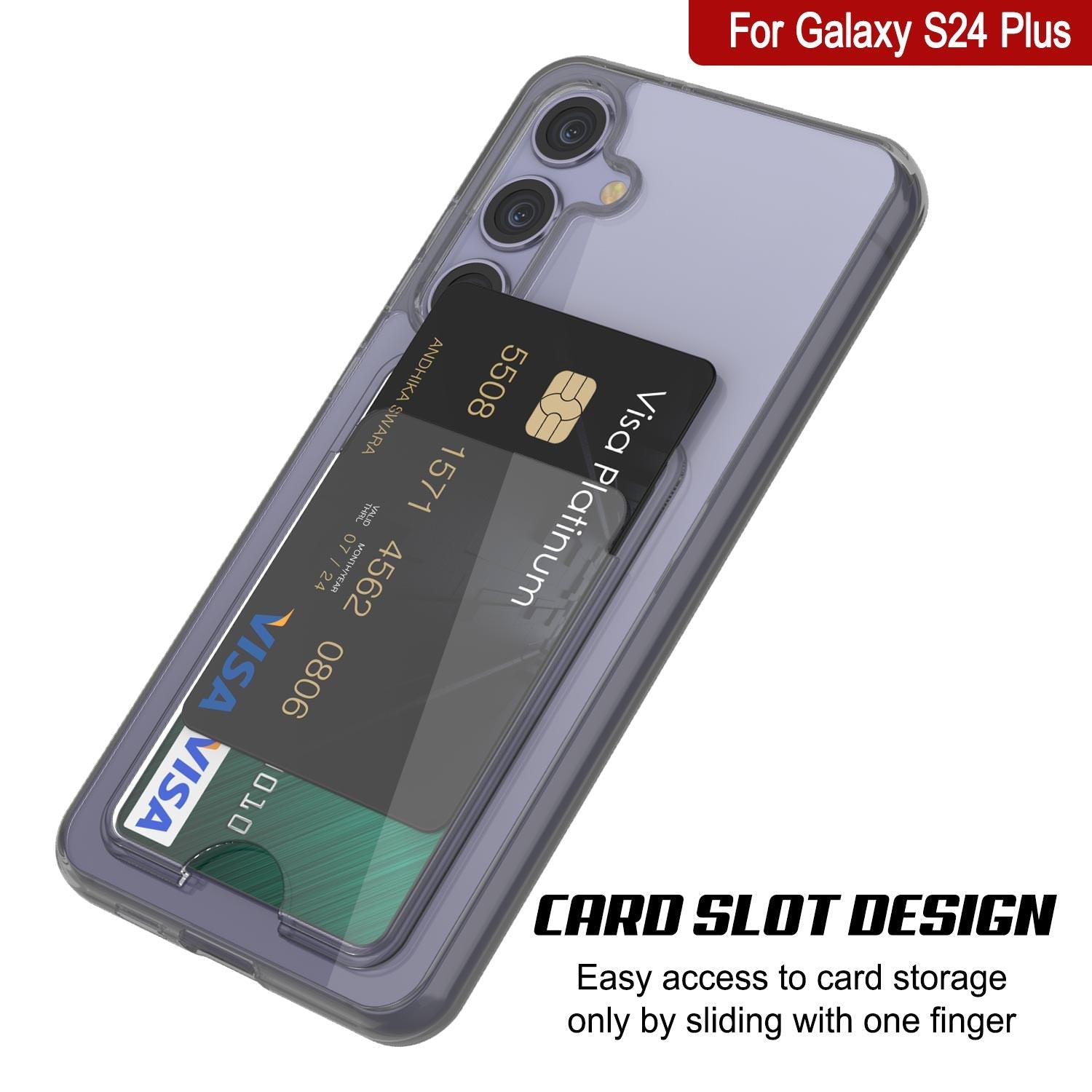 Galaxy S24 Plus Card Holder Case [Crystal CardSlot Series] [Slim Fit] [Grey]