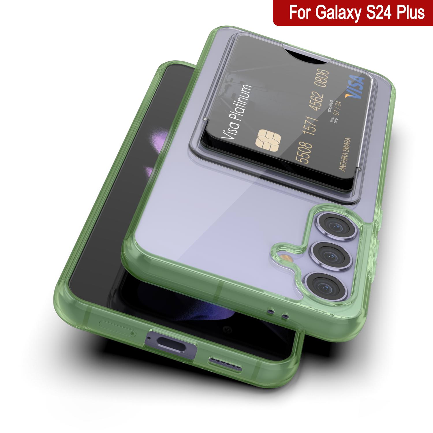 Galaxy S24 Plus Card Holder Case [Crystal CardSlot Series] [Slim Fit] [Green]