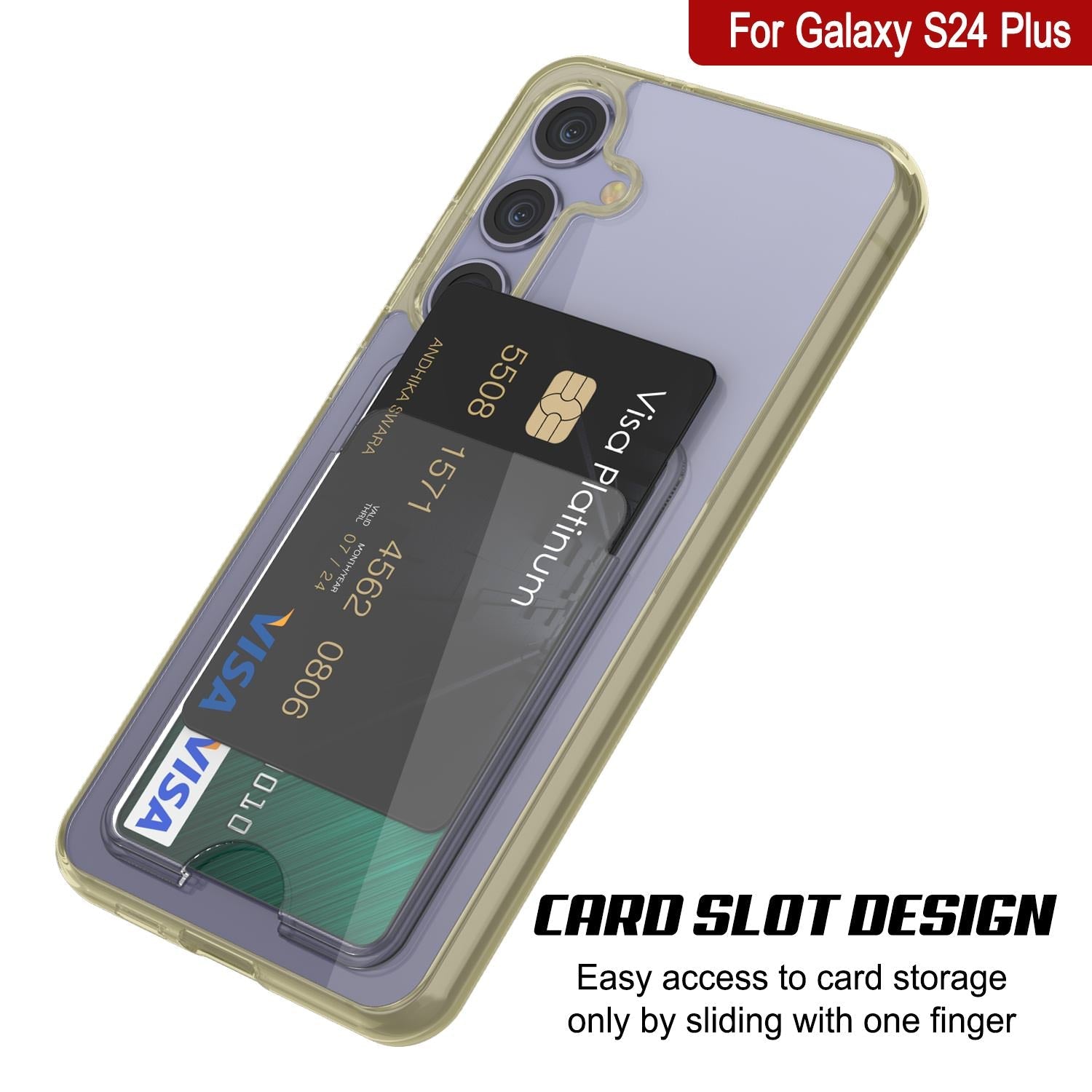 Galaxy S24 Plus Card Holder Case [Crystal CardSlot Series] [Slim Fit] [Yellow]