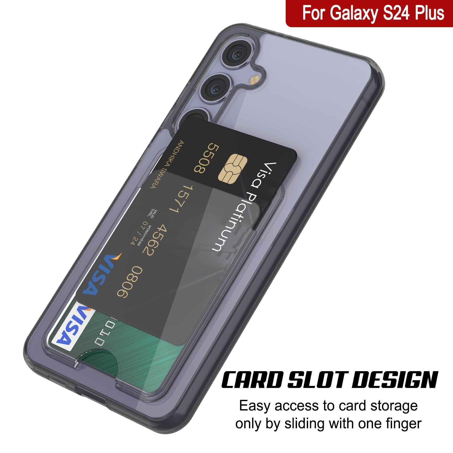 Galaxy S24 Plus Card Holder Case [Crystal CardSlot Series] [Slim Fit] [Black]