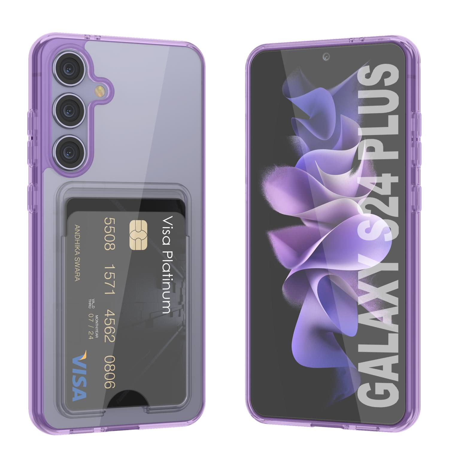 Galaxy S24 Plus Card Holder Case [Crystal CardSlot Series] [Slim Fit] [Purple]