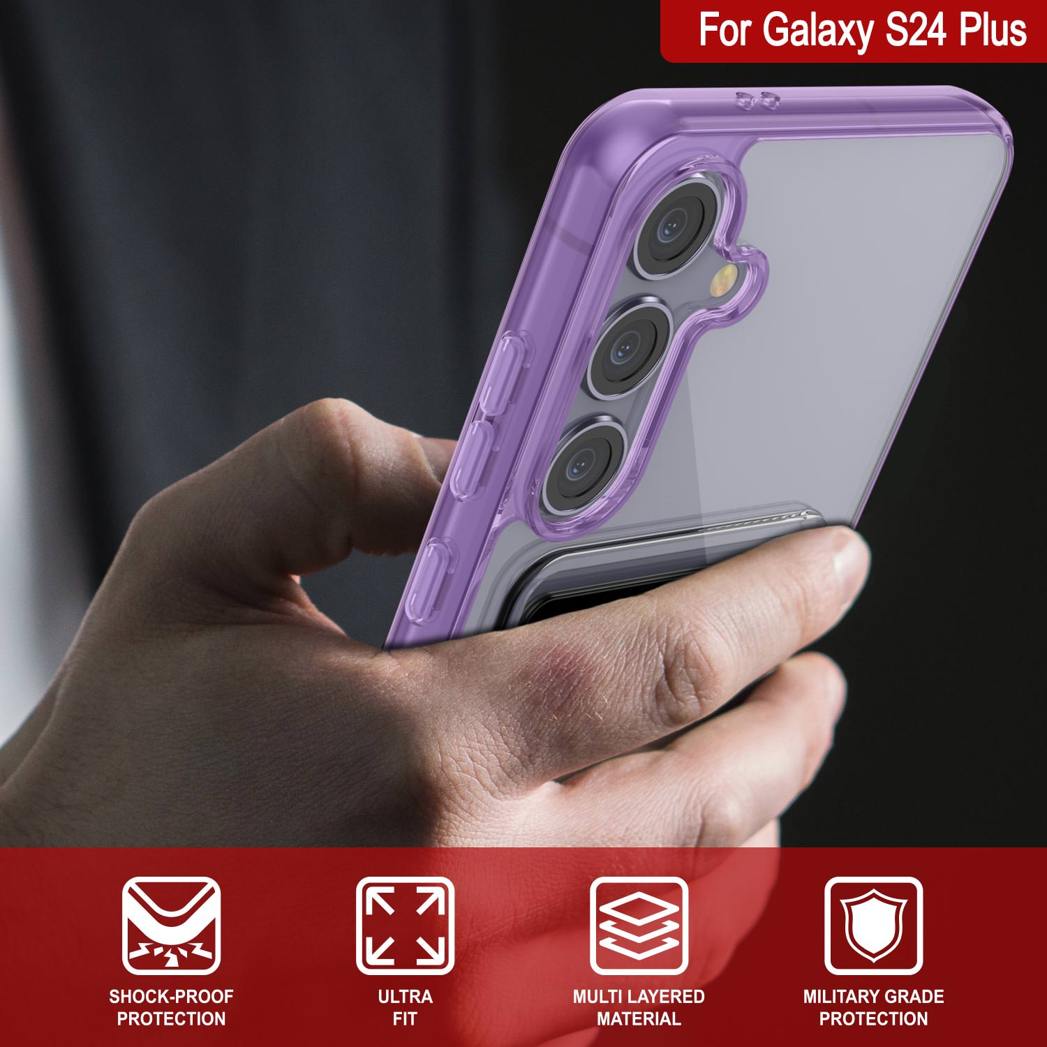 Galaxy S24 Plus Card Holder Case [Crystal CardSlot Series] [Slim Fit] [Purple]