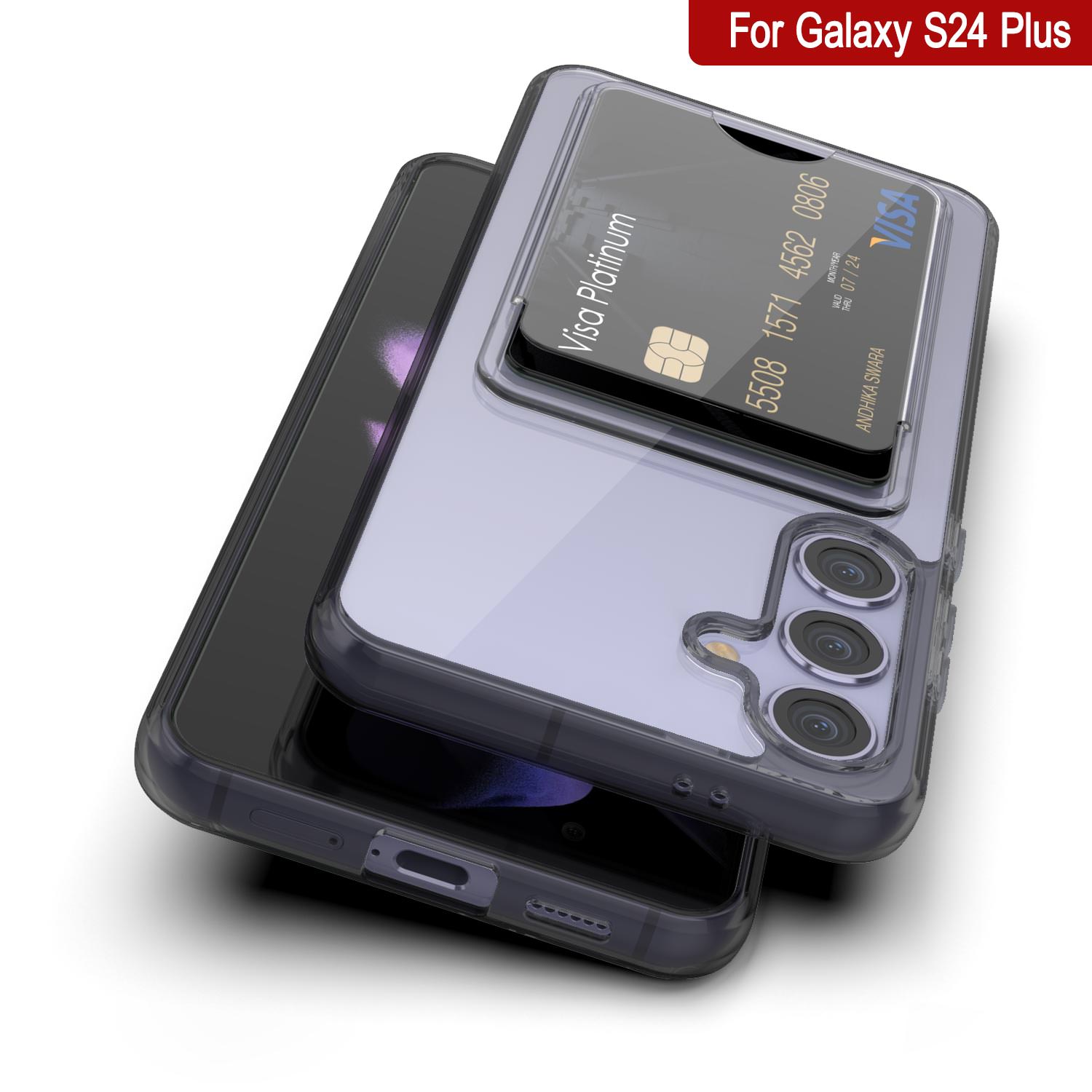 Galaxy S24 Plus Card Holder Case [Crystal CardSlot Series] [Slim Fit] [Black]