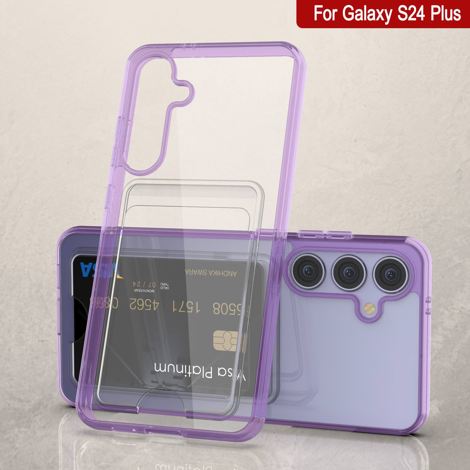 Galaxy S24 Plus Card Holder Case [Crystal CardSlot Series] [Slim Fit] [Purple]