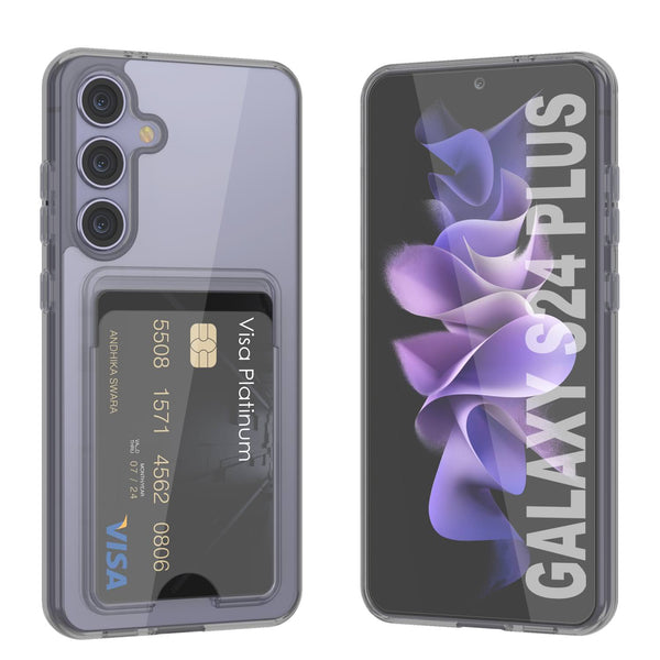 Galaxy S24 Plus Card Holder Case [Crystal CardSlot Series] [Slim Fit] [Grey]