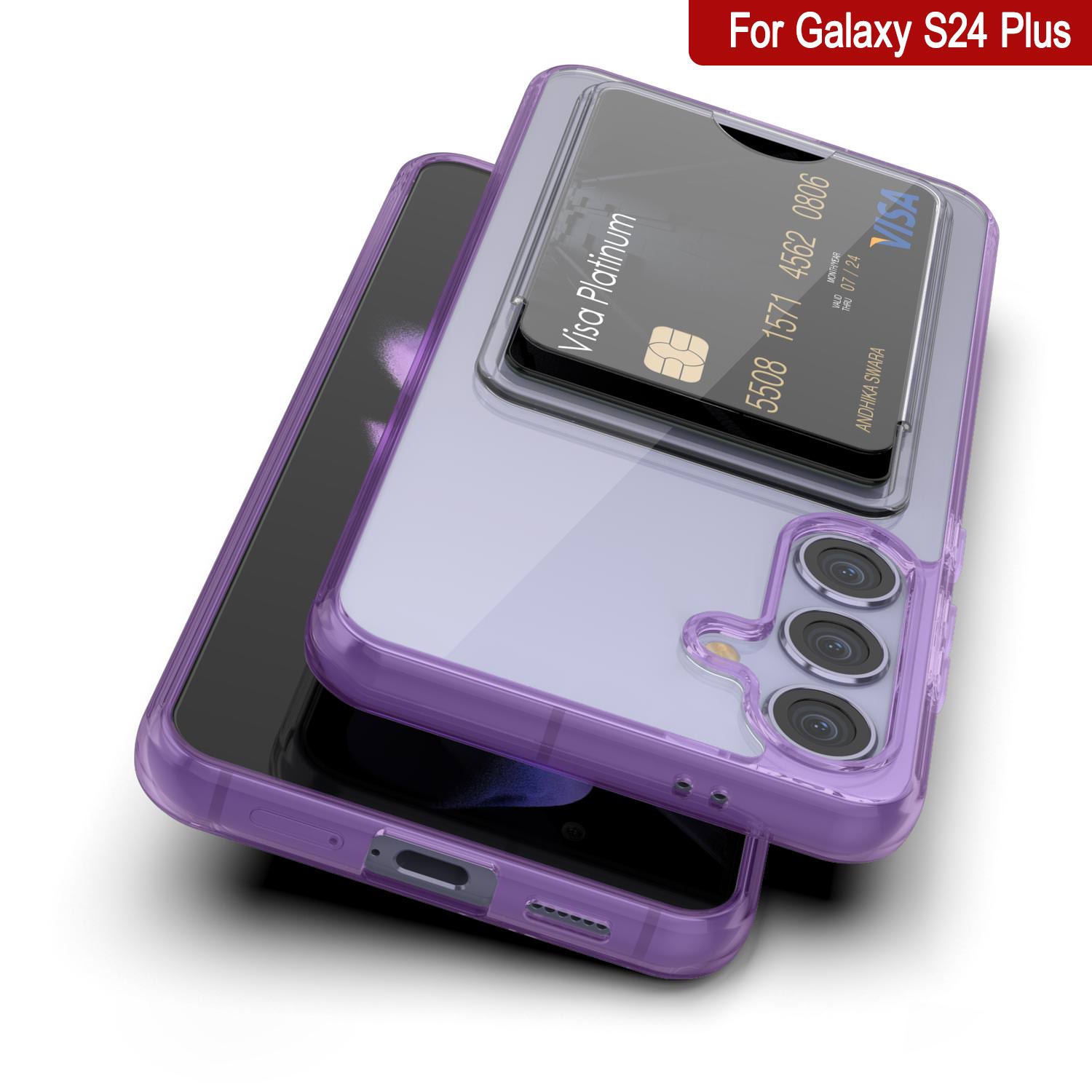 Galaxy S24 Plus Card Holder Case [Crystal CardSlot Series] [Slim Fit] [Purple]