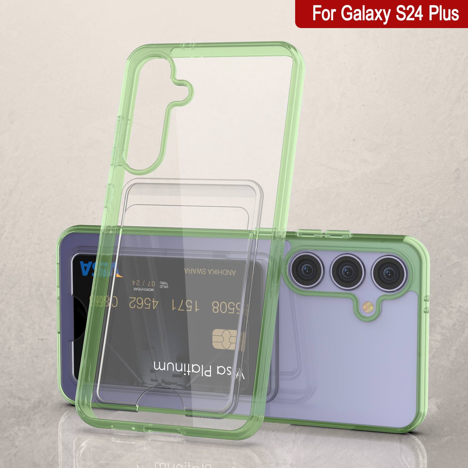 Galaxy S24 Plus Card Holder Case [Crystal CardSlot Series] [Slim Fit] [Green]