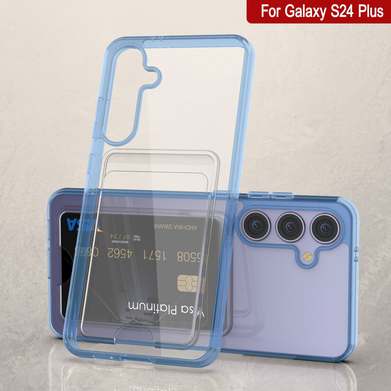 Galaxy S24 Plus Card Holder Case [Crystal CardSlot Series] [Slim Fit] [Blue]