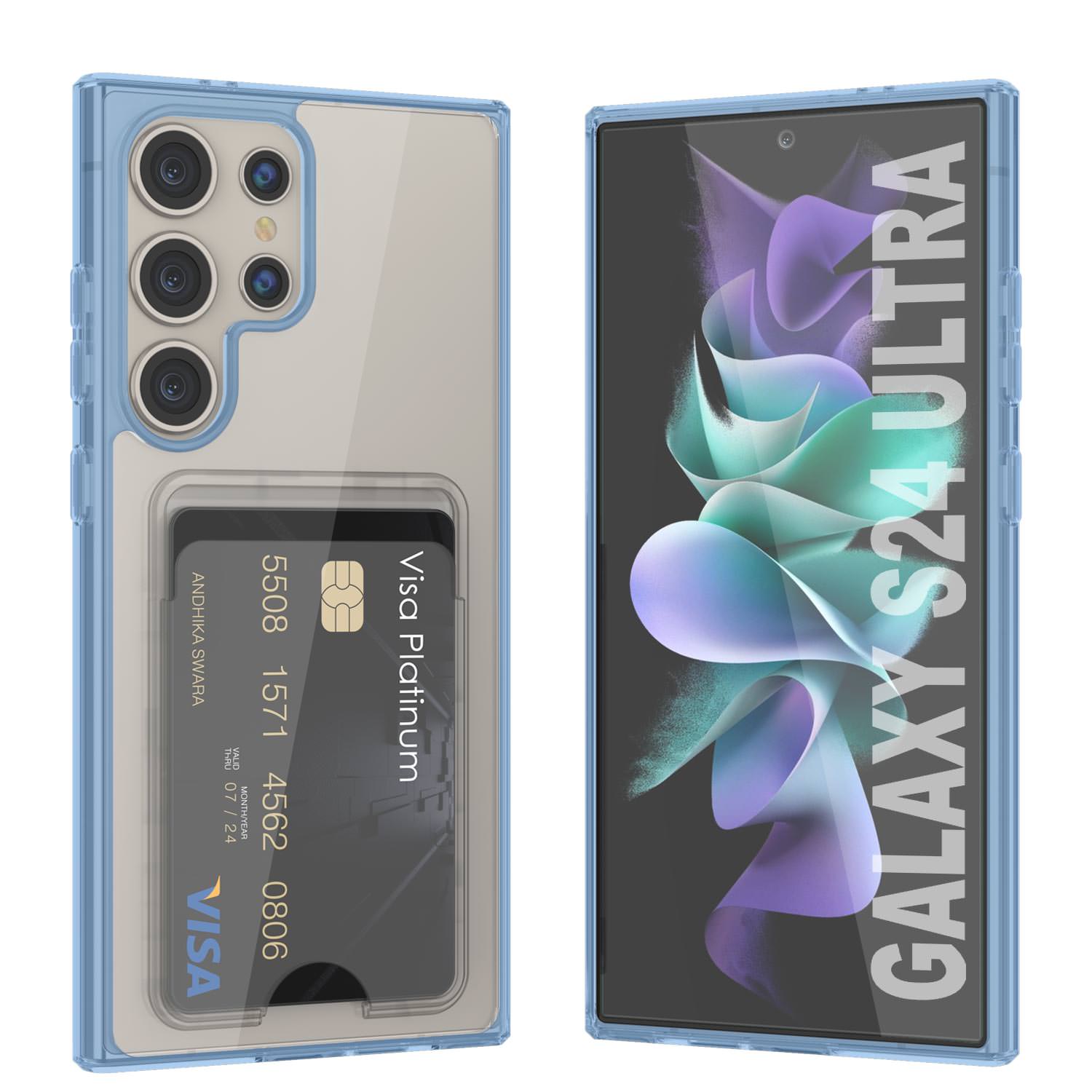 Galaxy S24 Ultra Card Holder Case [Crystal CardSlot Series] [Slim Fit] [Blue]