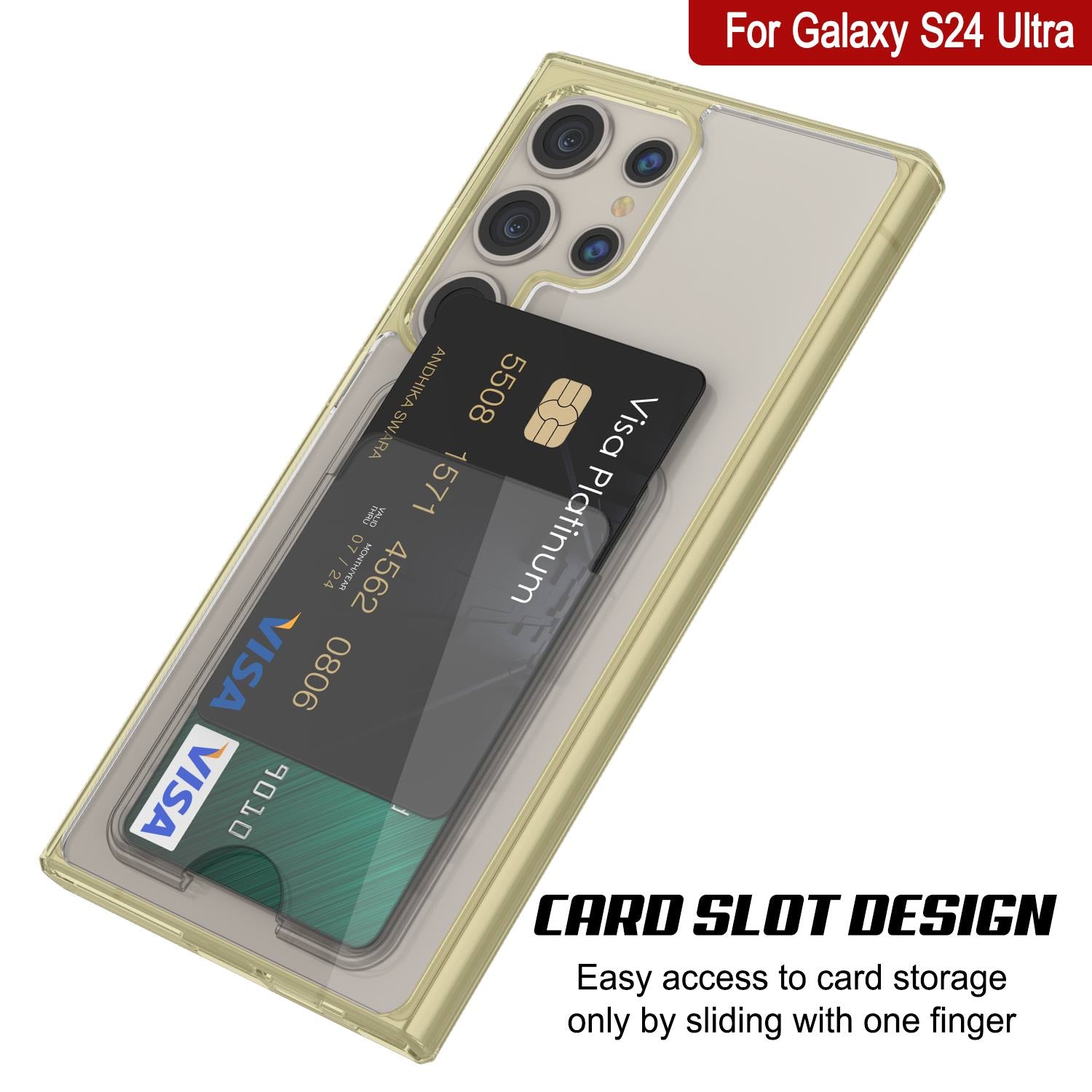 Galaxy S24 Ultra Card Holder Case [Crystal CardSlot Series] [Slim Fit] [Yellow]