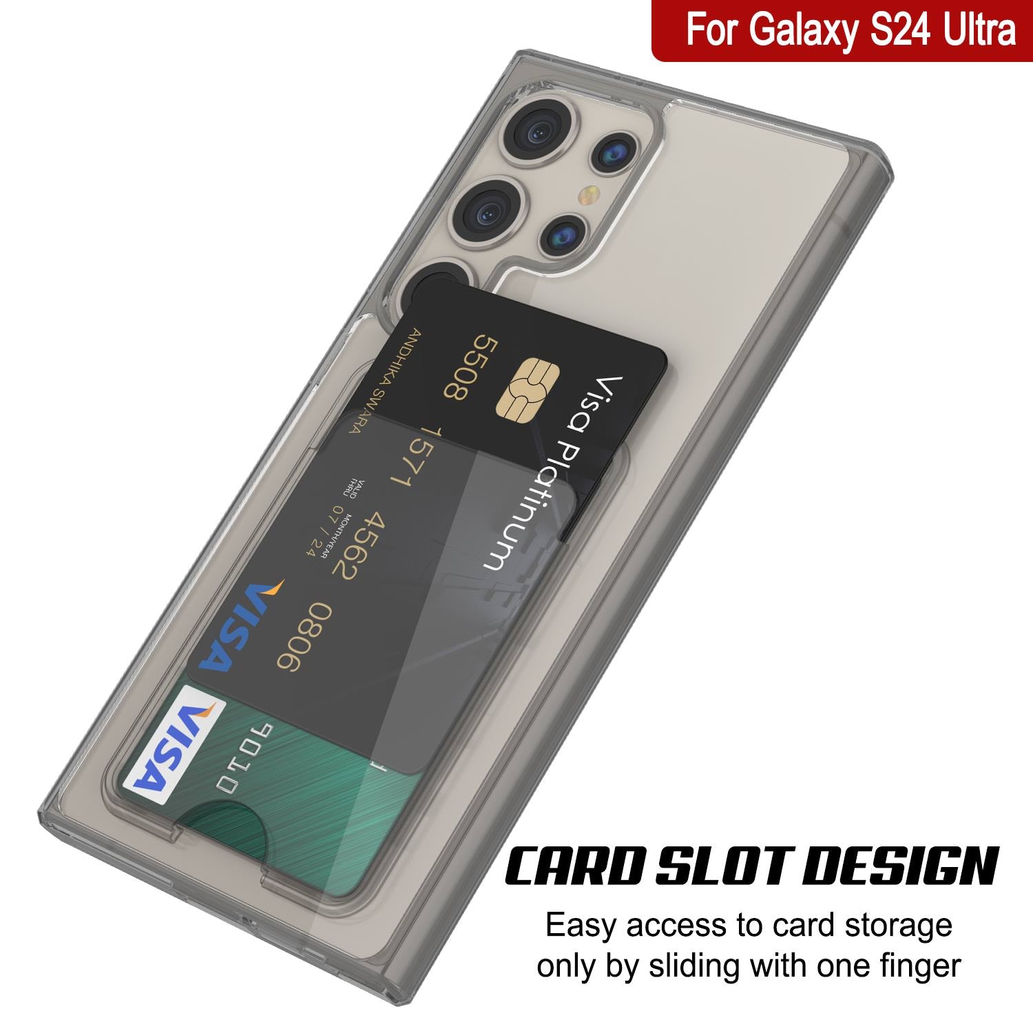 Galaxy S24 Ultra Card Holder Case [Crystal CardSlot Series] [Slim Fit] [Grey]