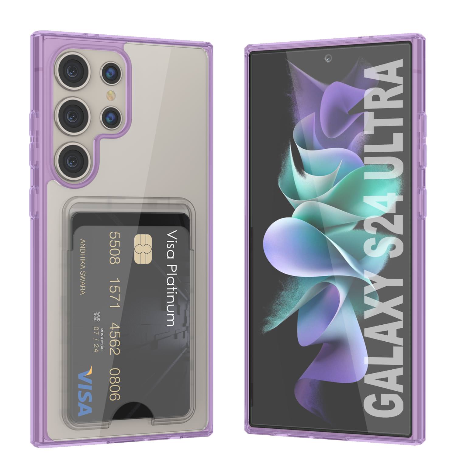 Galaxy S24 Ultra Card Holder Case [Crystal CardSlot Series] [Slim Fit] [Purple]