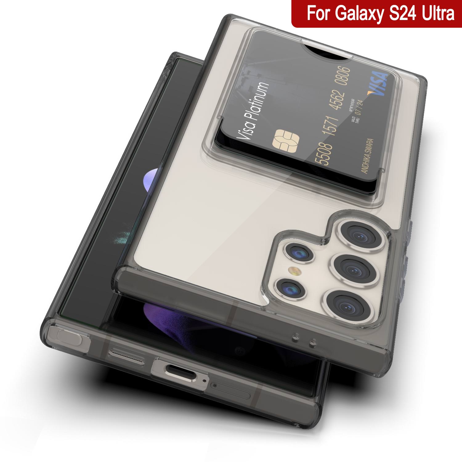 Galaxy S24 Ultra Card Holder Case [Crystal CardSlot Series] [Slim Fit] [Black]