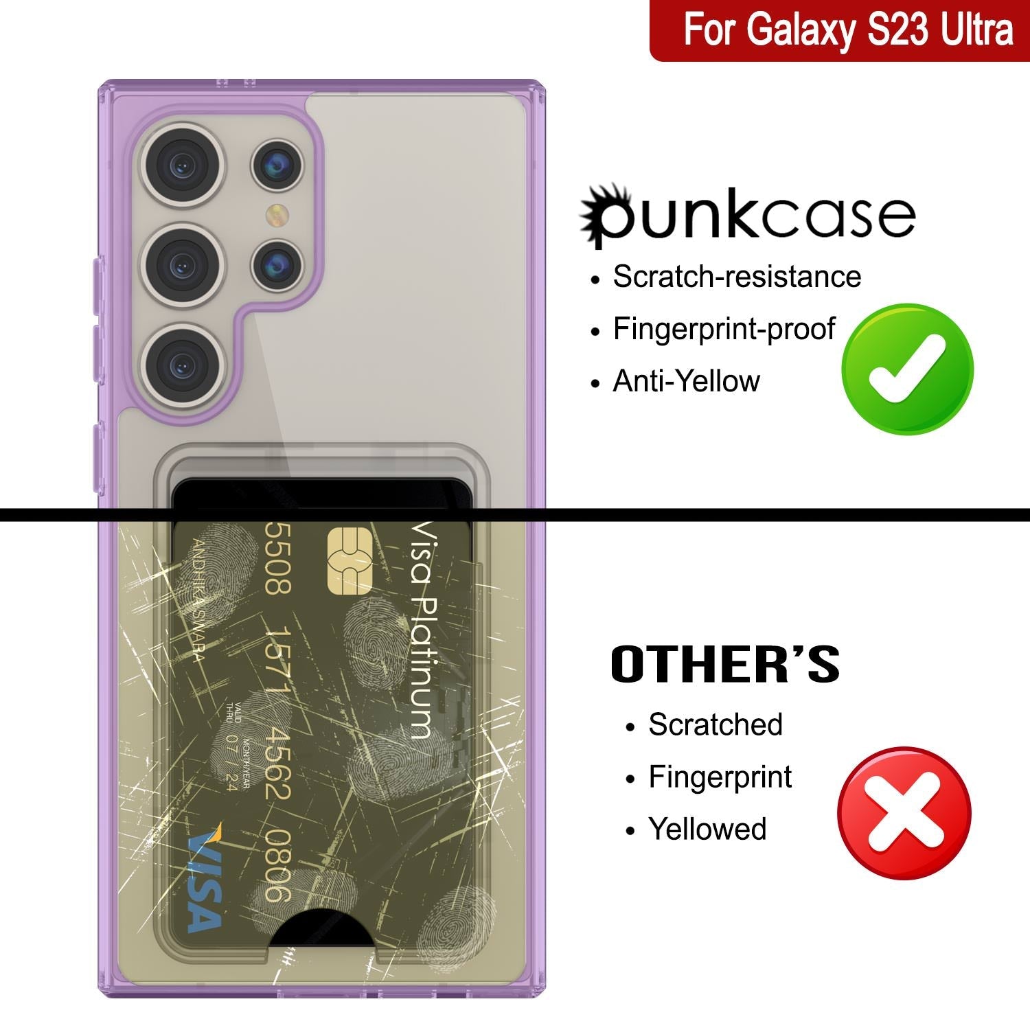 Galaxy S24 Ultra Card Holder Case [Crystal CardSlot Series] [Slim Fit] [Purple]