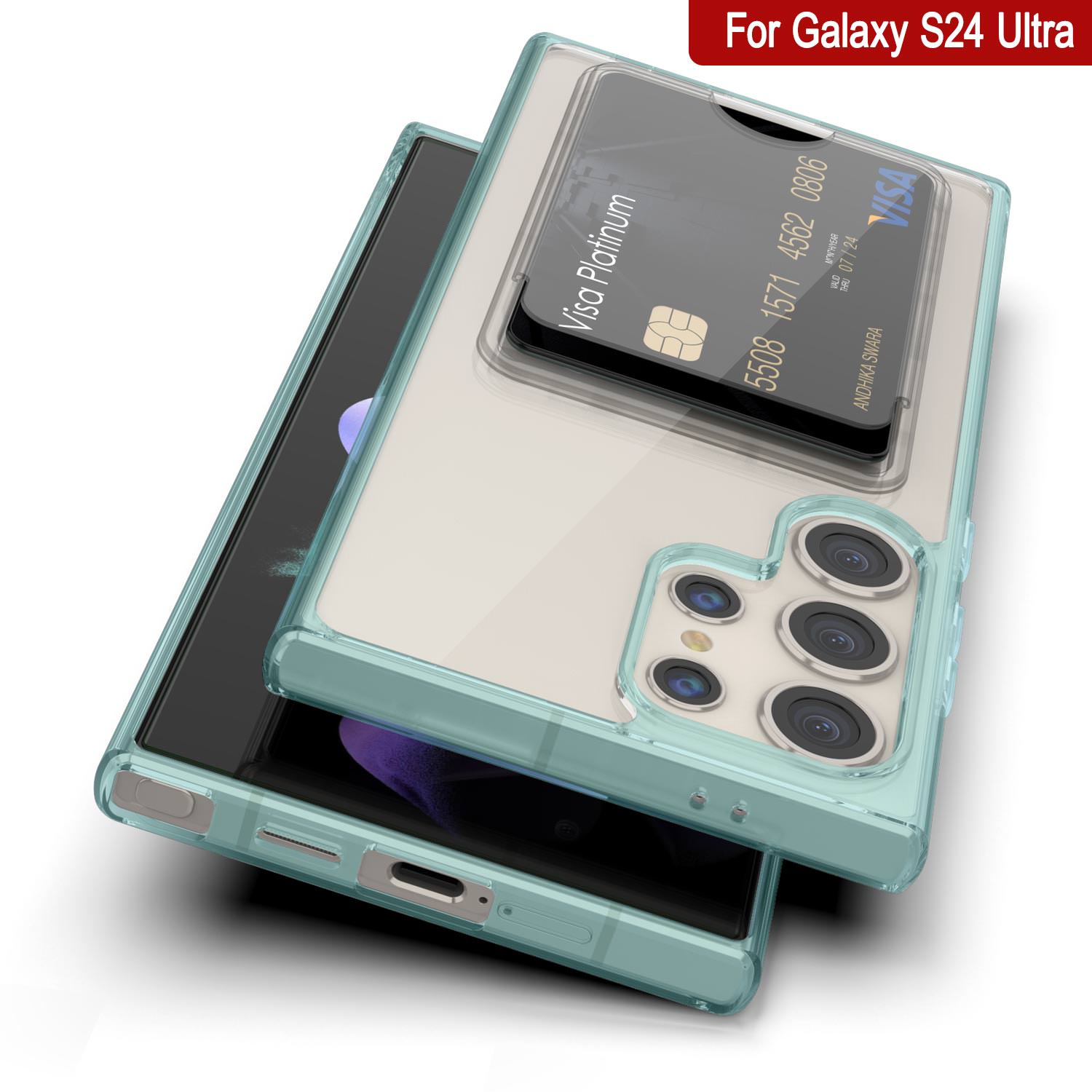 Galaxy S24 Ultra Card Holder Case [Crystal CardSlot Series] [Slim Fit] [Teal]