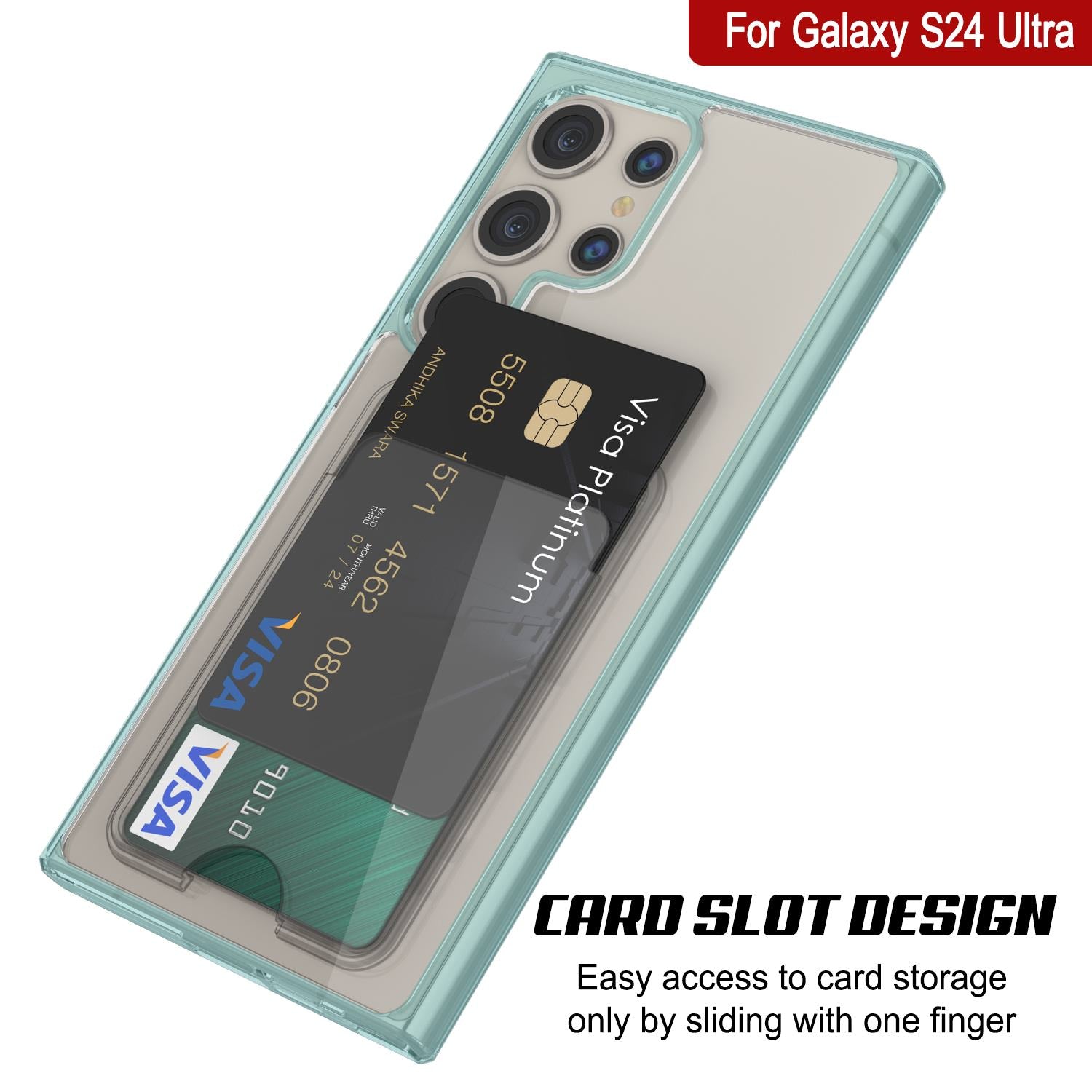 Galaxy S24 Ultra Card Holder Case [Crystal CardSlot Series] [Slim Fit] [Teal]