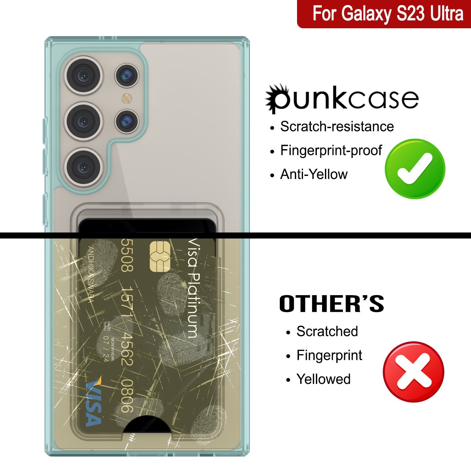 Galaxy S24 Ultra Card Holder Case [Crystal CardSlot Series] [Slim Fit] [Teal]