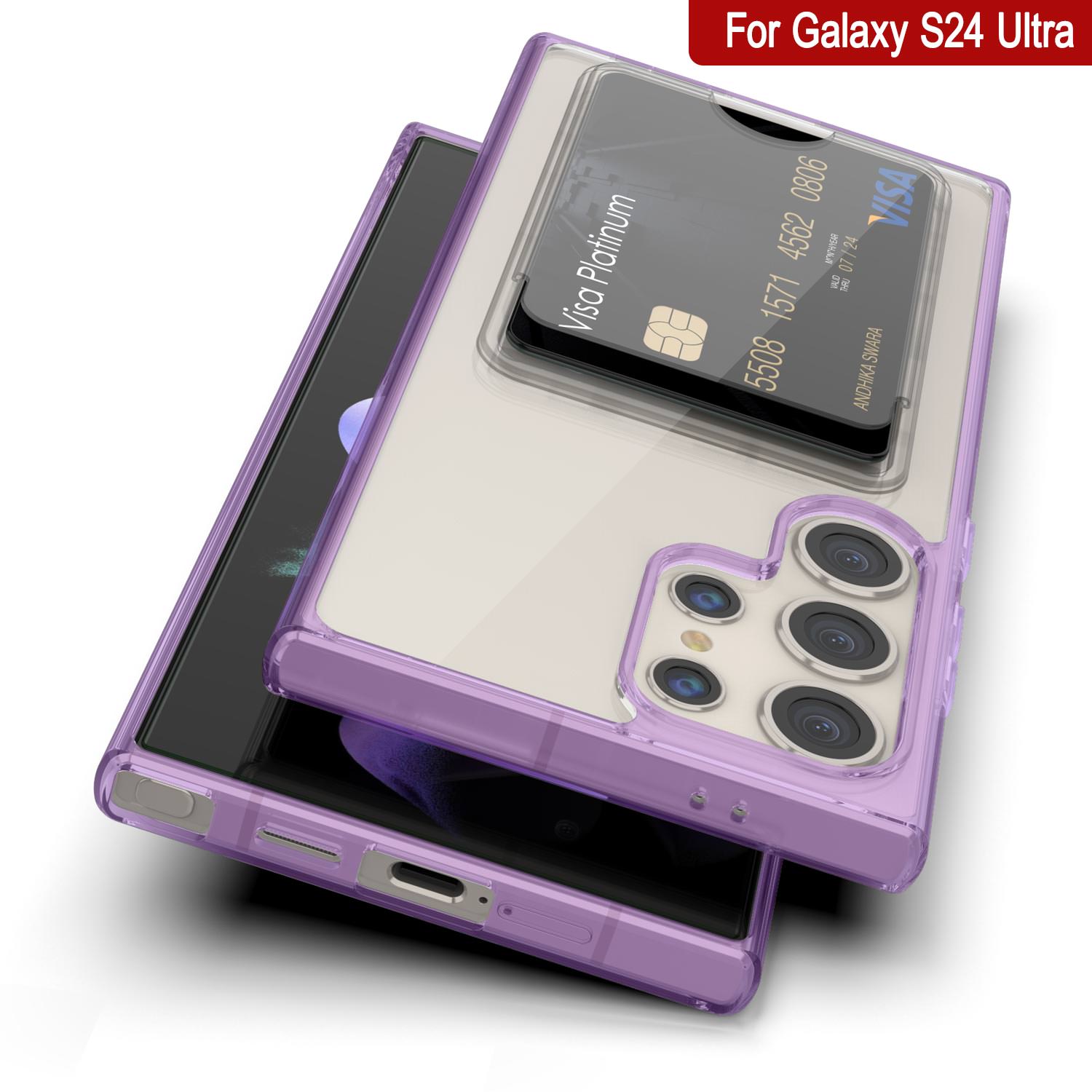 Galaxy S24 Ultra Card Holder Case [Crystal CardSlot Series] [Slim Fit] [Purple]