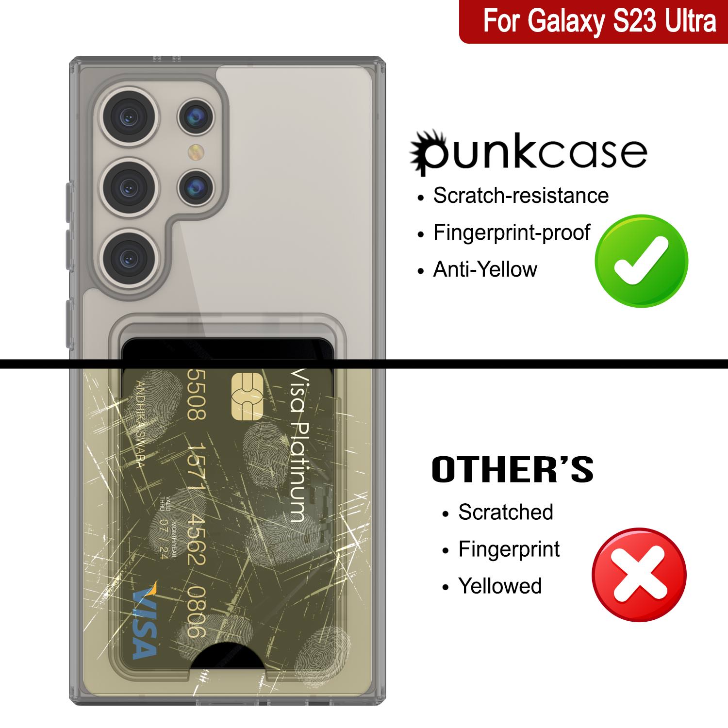 Galaxy S24 Ultra Card Holder Case [Crystal CardSlot Series] [Slim Fit] [Grey]