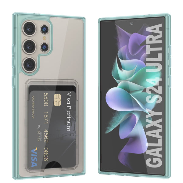 Galaxy S24 Ultra Card Holder Case [Crystal CardSlot Series] [Slim Fit] [Teal]