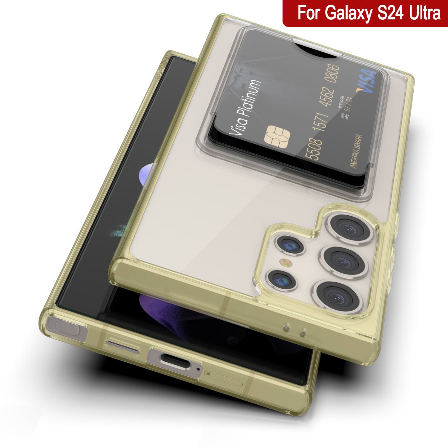 Galaxy S24 Ultra Card Holder Case [Crystal CardSlot Series] [Slim Fit] [Yellow]