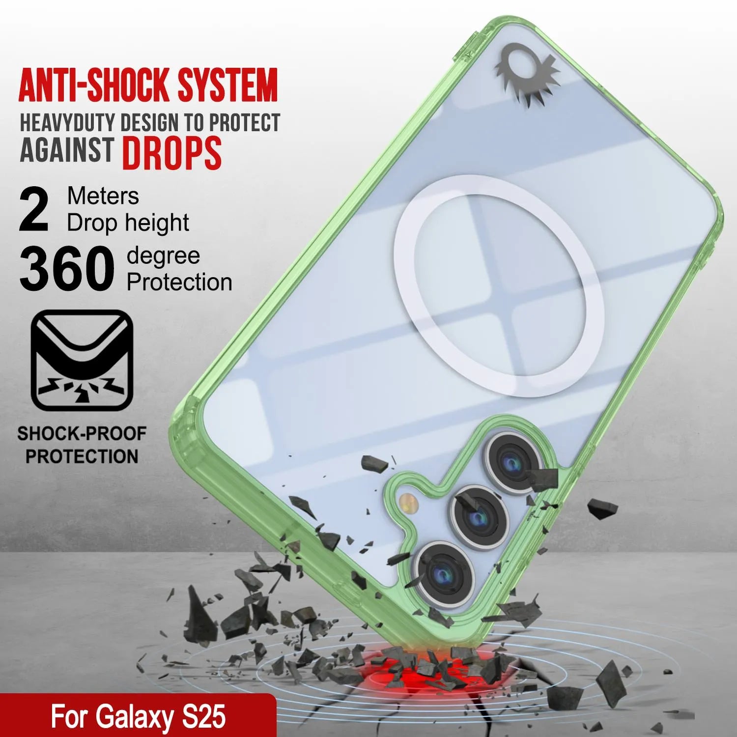 Galaxy S25 Magnetic Wireless Charging Case [Clear Acrylic Series] [Non-Slip] For Galaxy S25 [Green]