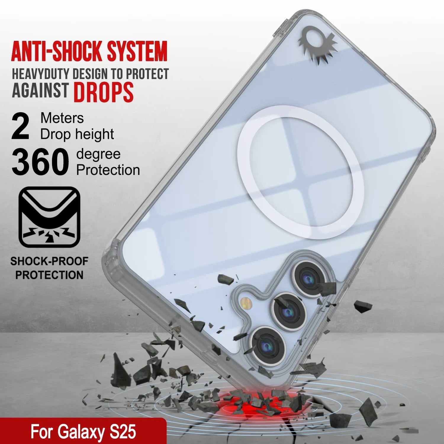 Galaxy S25 Magnetic Wireless Charging Case [Clear Acrylic Series] [Non-Slip] For Galaxy S25 [Silver]