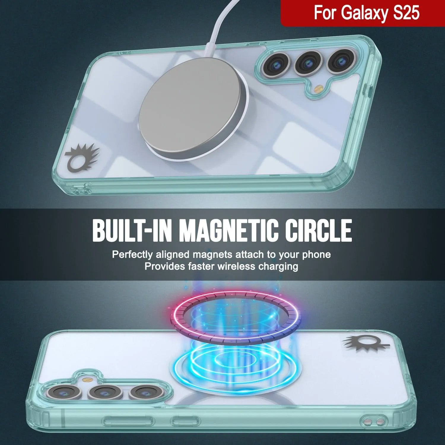 Galaxy S25 Magnetic Wireless Charging Case [Clear Acrylic Series] [Non-Slip] For Galaxy S25 [Teal]