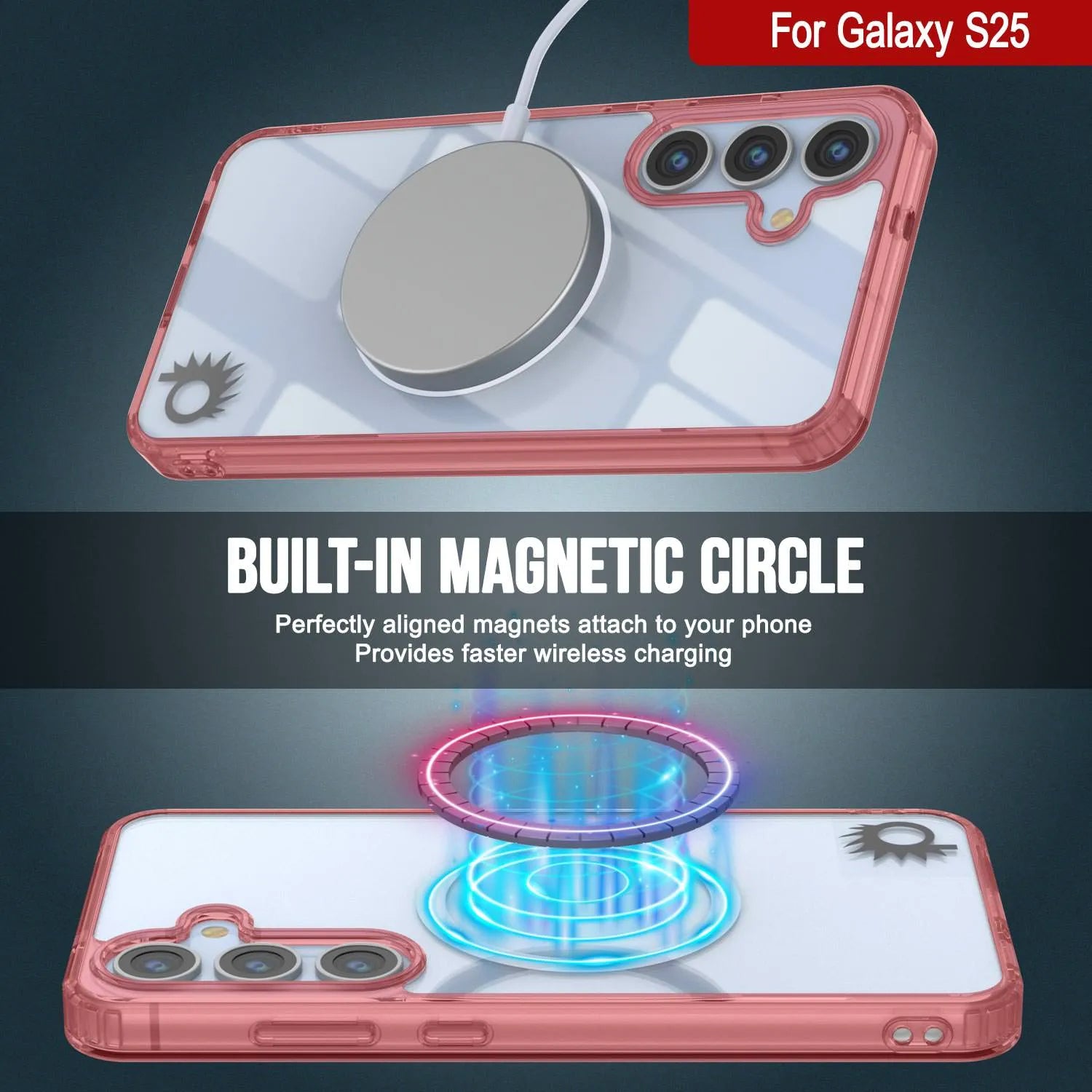 Galaxy S25 Magnetic Wireless Charging Case [Clear Acrylic Series] [Non-Slip] For Galaxy S25 [Red]