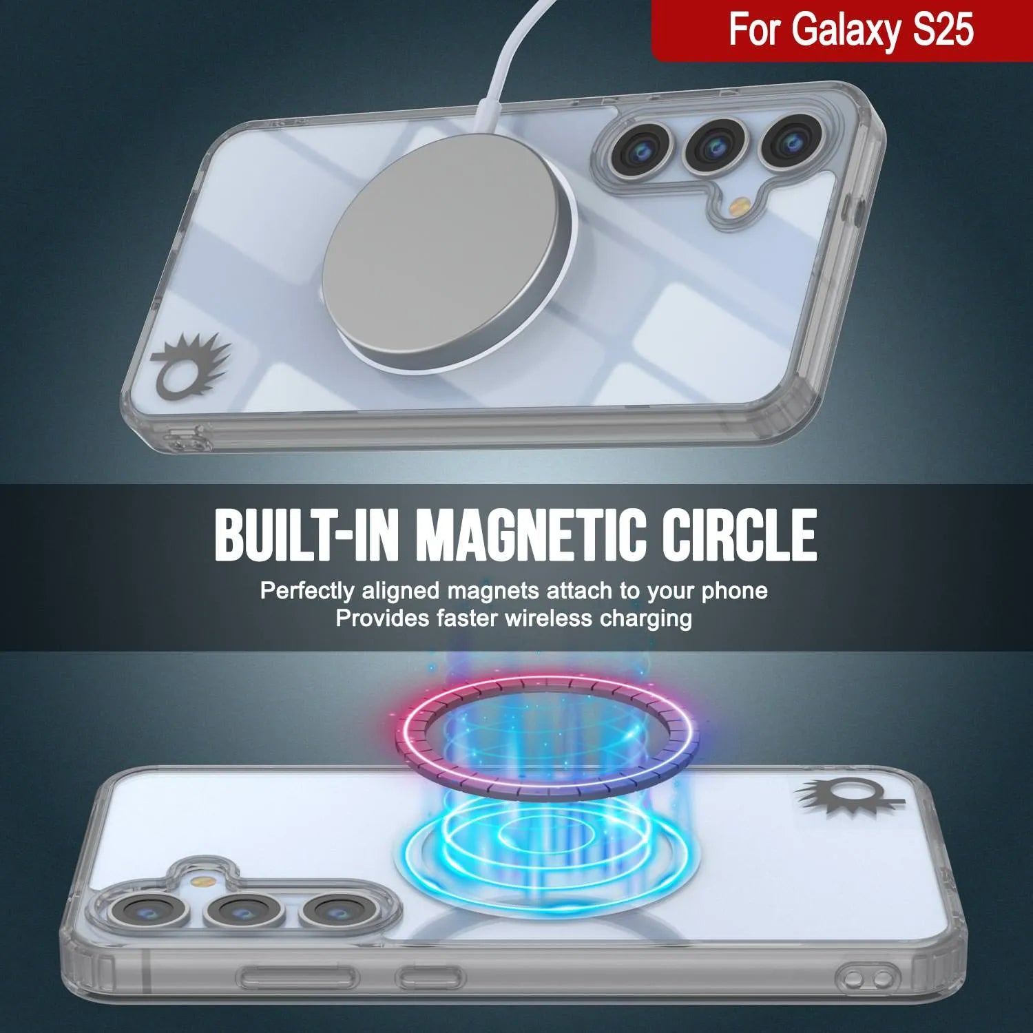 Galaxy S25 Magnetic Wireless Charging Case [Clear Acrylic Series] [Non-Slip] For Galaxy S25 [Silver]