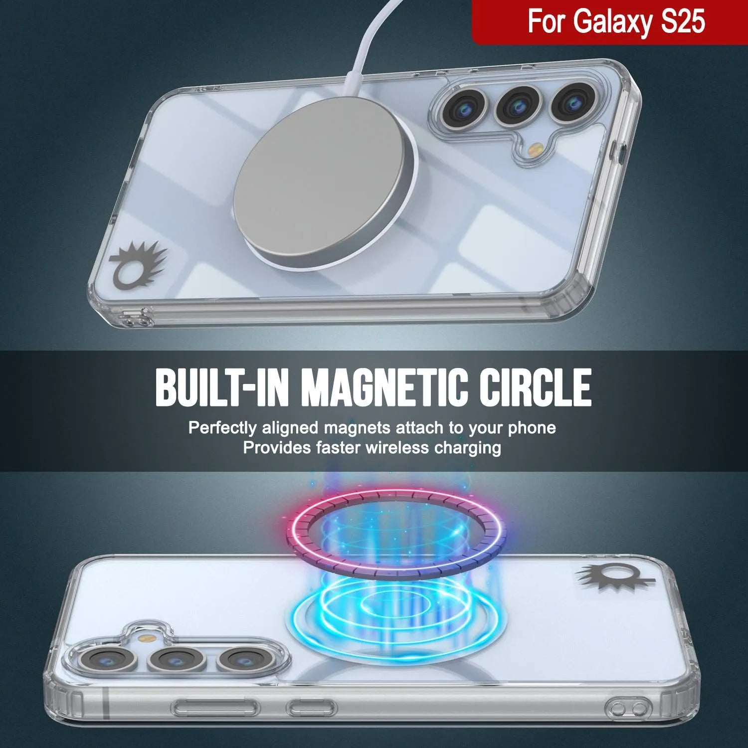 Galaxy S25 Magnetic Wireless Charging Case [Clear Acrylic Series] [Non-Slip] For Galaxy S25 [Clear]